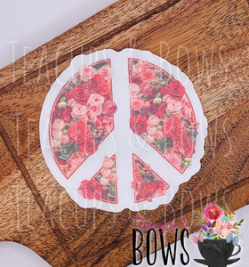 Floral Peace Sign Vinyl Sticker Decal